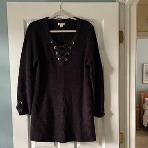 Style & Co. Black Lace-Up Sweater